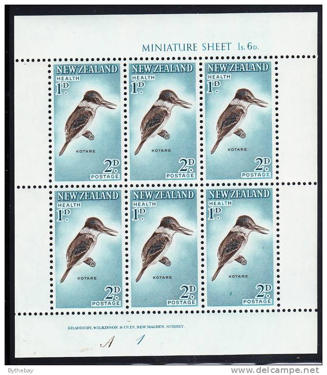 New Zealand Scott #B59a MH Miniature Sheet Of 6 Health Stamps - Kotare (sacred Kingfisher) - Nuevos