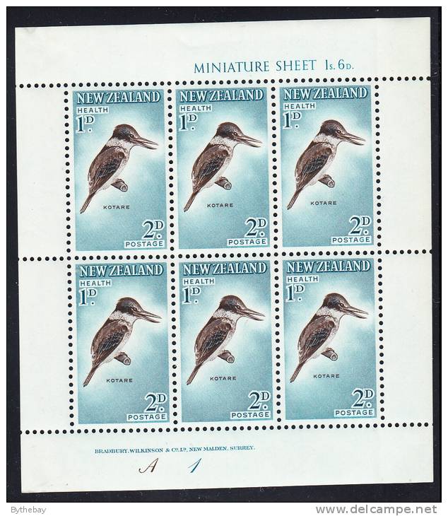 New Zealand Scott #B59a MH Miniature Sheet Of 6 Health Stamps - Kotare (sacred Kingfisher) - Albatros & Stormvogels