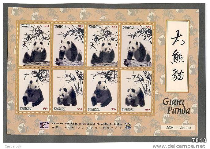 T)DOMINICA,1996,SHEET,GIANT PANDA,ENDANGERED ANIMALS,MINT. - Bears