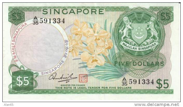 Singapore #2d, 5 Dollars, 1973 Banknote Currency - Singapore