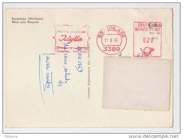 PO3145# GERMANIA - GERMANY - BRAUNLAGE - KURPARK - HOTEL PENSION JDYLLE  VG 1969 - Oberharz