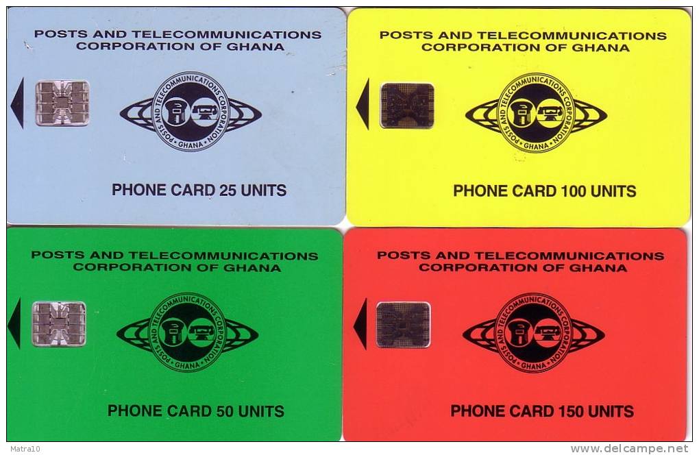 GHANA TELECOM 4 CARTES PUCE CHIP CARDS MORENO 1995  POSTS TELECOMMUNICATIONS CORPORATION TELECOM - Ghana
