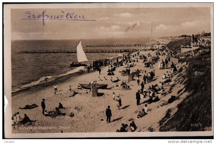 AK Ostseebad Großmöllen, Strand, 1941 - Pommern