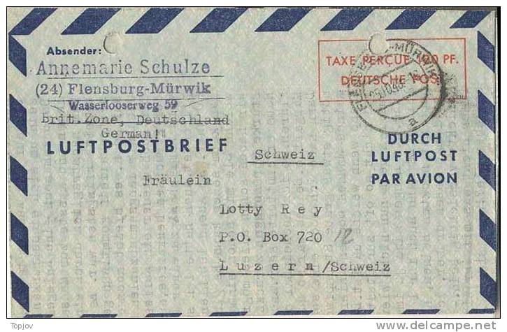 DEUTS.BUNDESPOST - LUFTPOST - AIR POST - AEROGRAM - TAXE PERCUE 100 Pf - 1948 Arhiv Stock - Storia Postale