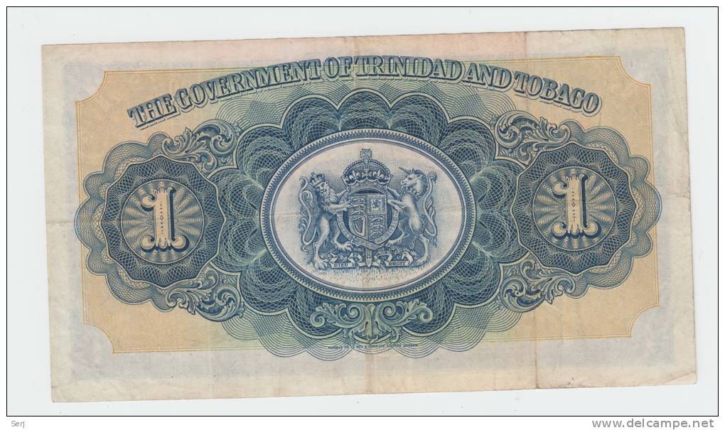 TRINIDAD &amp; TOBAGO 1 Dollar 1939 VF+ Banknote P 5b 5 B - Trinidad & Tobago