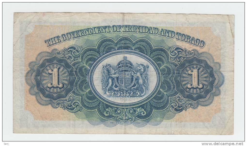 Trinidad & Tobago1 Dollar 1943 VF+ CRISP Banknote P 5c 5 C - Trinidad & Tobago