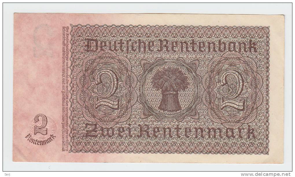 Germany 2 Rentenmark 1937 AUNC CRISP P 174b  174 B - Otros & Sin Clasificación