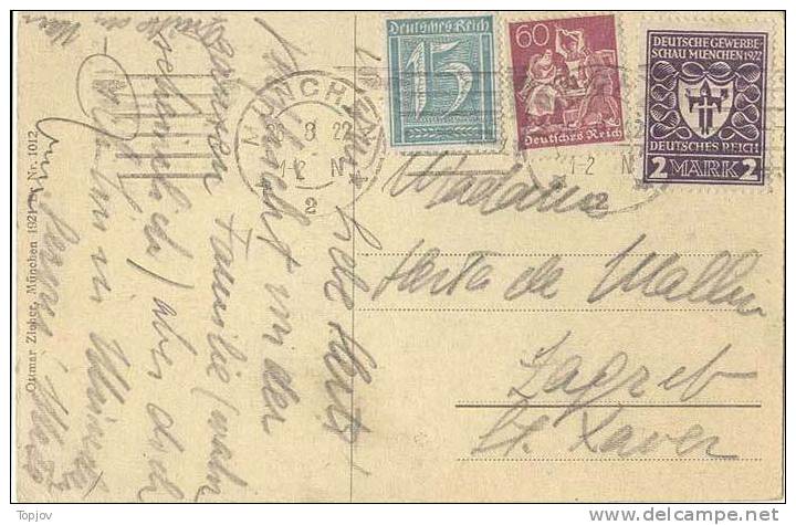 GERMANY - INFLA . Mi 165 + 179 + 200  On Post Card - MUNCHEN 26.8.1922. - Other & Unclassified