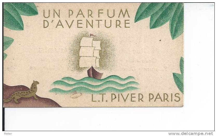 UN PARFUM D'AVENTURE - LT PIVER PARIS - Carte Parfum 9 X 5 Cm - Autres & Non Classés