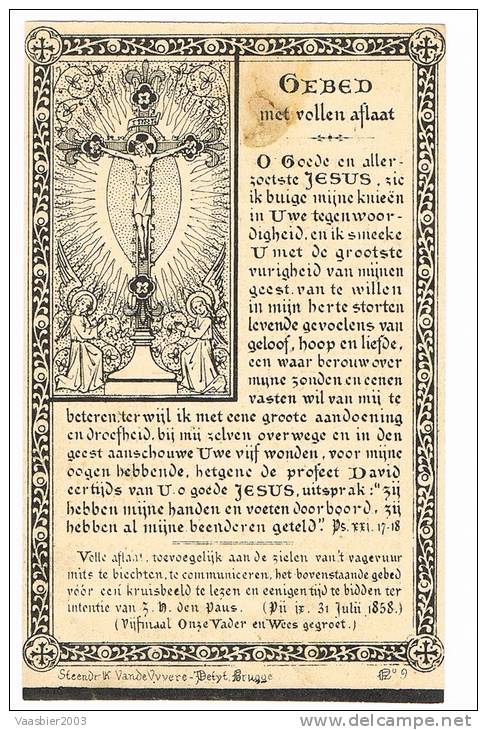 ALVERINGEM - WULPEN(Koksijde) - WOUMEN(Diksmuide) -  Doodsprentje Van Pastoor Philippus ALLAERT + 1882 - Religion & Esotericism