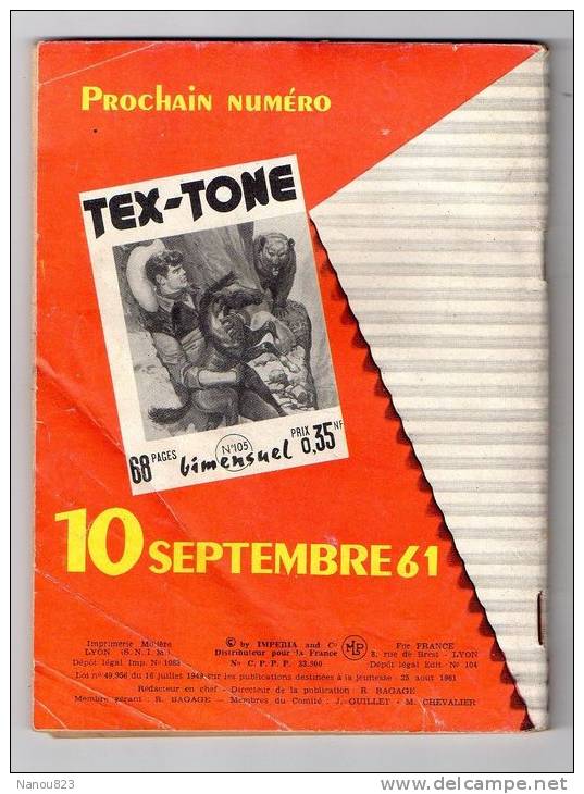 TEX TONE N°104 BIMENSUEL IMPERIA AOUT 1961 - Autres & Non Classés