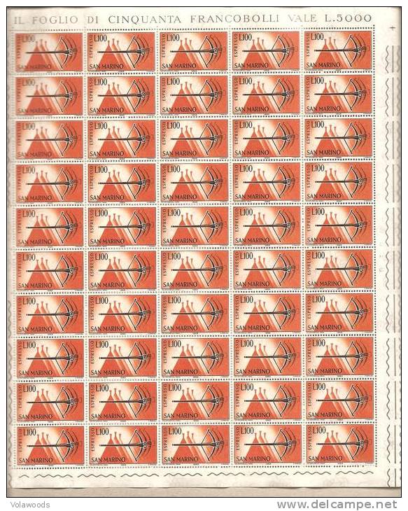 San Marino - 3 Fogli Interi Nuovi In Serie Completa: Espressi - Balestra - 1966 - Express Letter Stamps