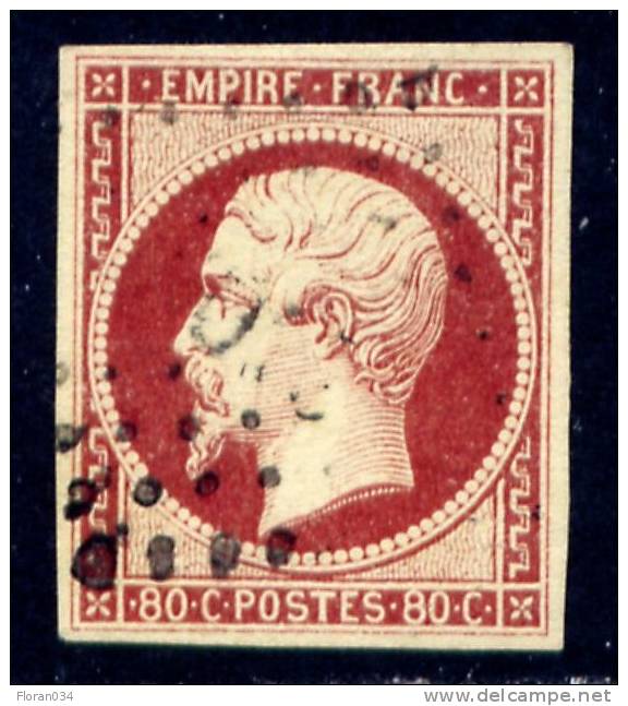 France N° 17Ai Carmin-rose Obl. Pc - Signé Calves - Cote 60 Euros - TB Qualité - 1853-1860 Napoleon III
