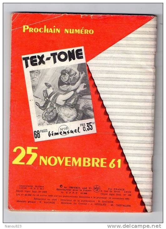 TEX TONE N°109 BIMENSUEL IMPERIA NOVEMBRE 1961 - Autres & Non Classés