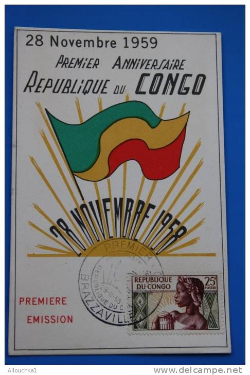 Premier Anniversaire De La République Du Congo Brazzaville-First Day Cover FDC :1er Premier Jour D'émission 28/11/1959 - FDC