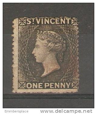 ST VINCENT - VICTORIA 1d BLACK USED (FAINT RED CANCEL) - St.Vincent (...-1979)