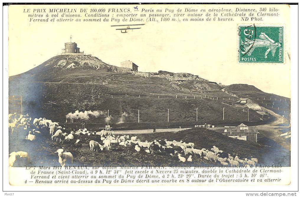 AVIATION - Prix Michelin - Renaux Sur Biplan Farman - Puy De Dome - ....-1914: Précurseurs