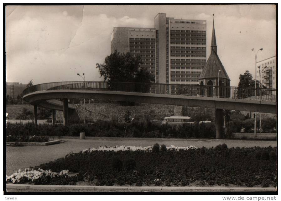 AK Magdeburg, Promenade Der Völkerfreundschaft, Fußgängerbrücke, 1977 - Magdeburg