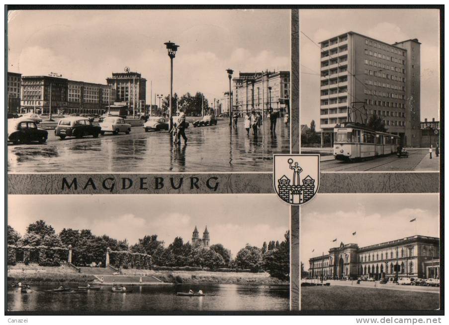 AK Magdeburg, W-Pieck-Allee, Hochhaus Agnetenstraße, Adolf-Mittag-See, 1966 - Magdeburg