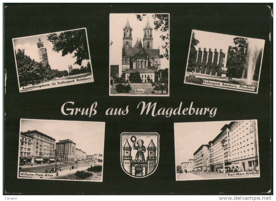 AK Magdeburg: Dom, Marx-Str, Pieck-Allee, Kulturpark Rotehorn, 1962 - Magdeburg