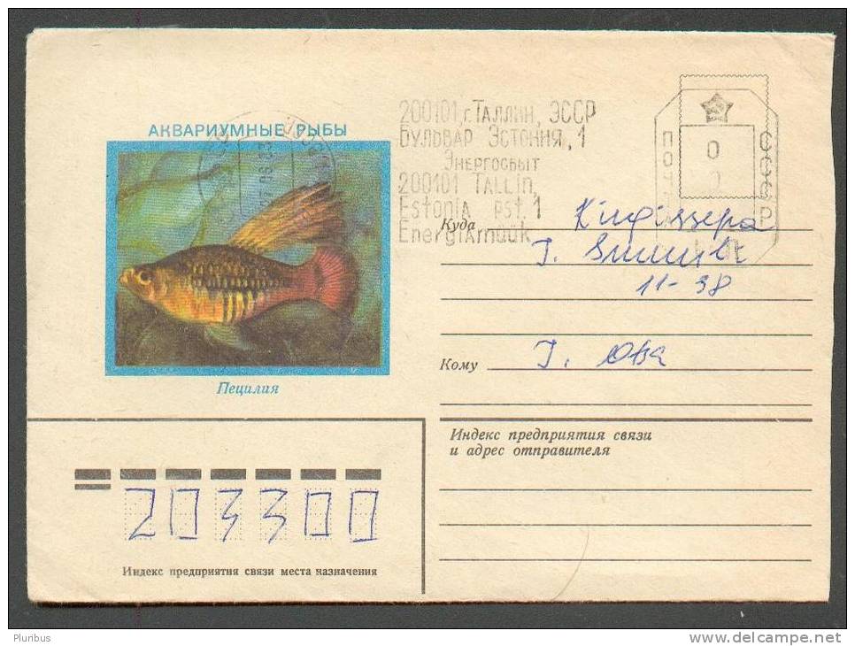 USSR RUSSIA ESTONIA 1983 TALLINN ENERGIAMÜÜK MACHINE STAMPED COVER, FISH - Machines à Affranchir (EMA)
