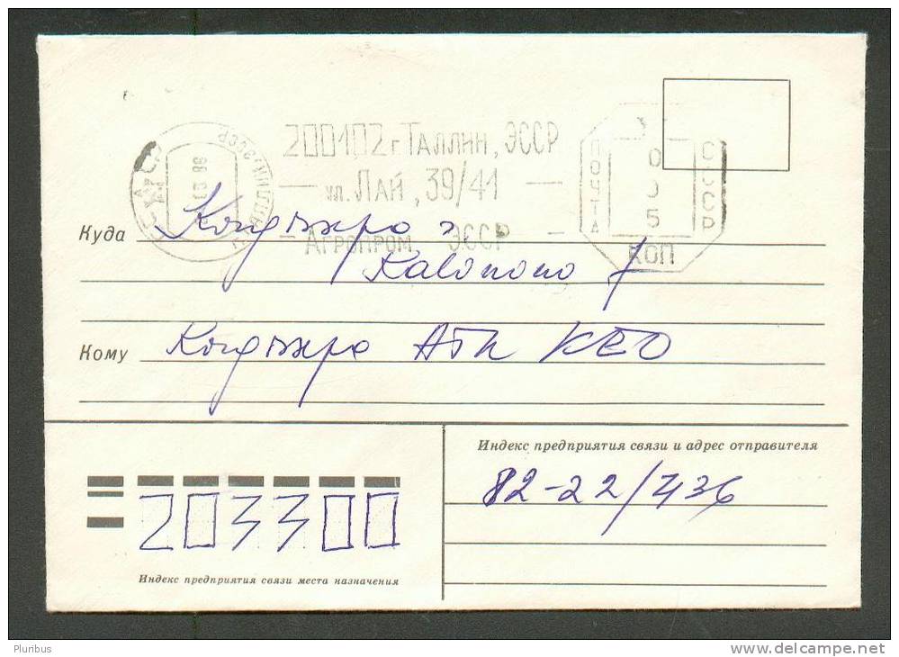 USSR RUSSIA ESTONIA 1986 TALLINN AGRPROM MACHINE STAMPED COVER - Franking Machines (EMA)