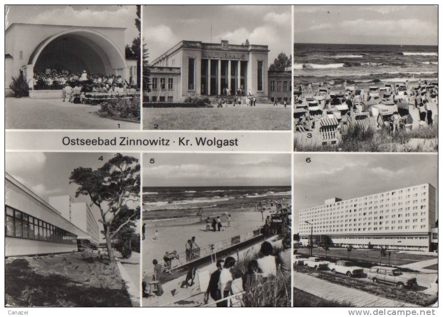 AK Zinnowitz: Konzertpavillon, Kulturhaus, Wismut-Heim "Roter Oktober", 1981 - Usedom