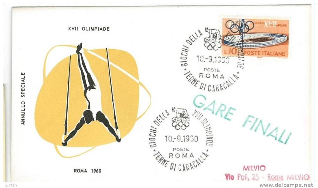 Filatelia - FDC - FIRST DAY COVER - ITALIA - OLIMPIADI ROMA 1960 GARE FINALI ATLETICA - TERME DI CARACALLA - Atletica