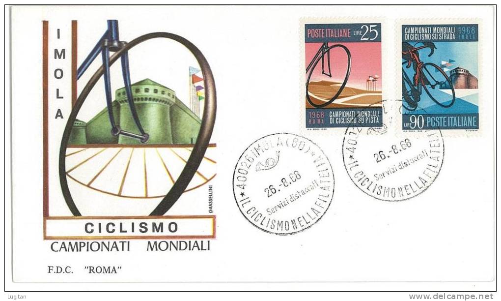 Filatelia - FDC - FIRST DAY COVER - ITALIA - CAMPIONATI MONDIALI ANNO 1968 - CICLISMO - IMOLA - Ciclismo