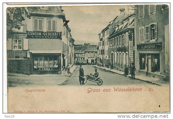 Gruss Aus Wasselnheim  Hauptstrasse  P. Ott No 123 Pub Gottlieb Judaica Etat Moyen Decollée - Wasselonne
