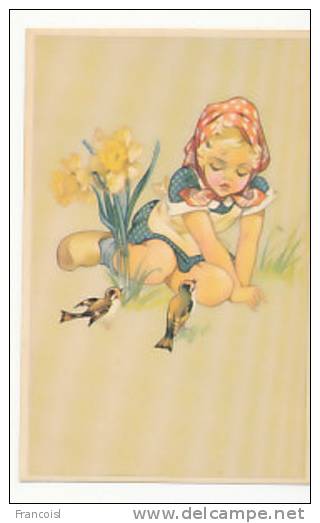 Petite Fille, Oiseaux Et Jonquilles. Coloprint Spécial 5147 - Autres & Non Classés