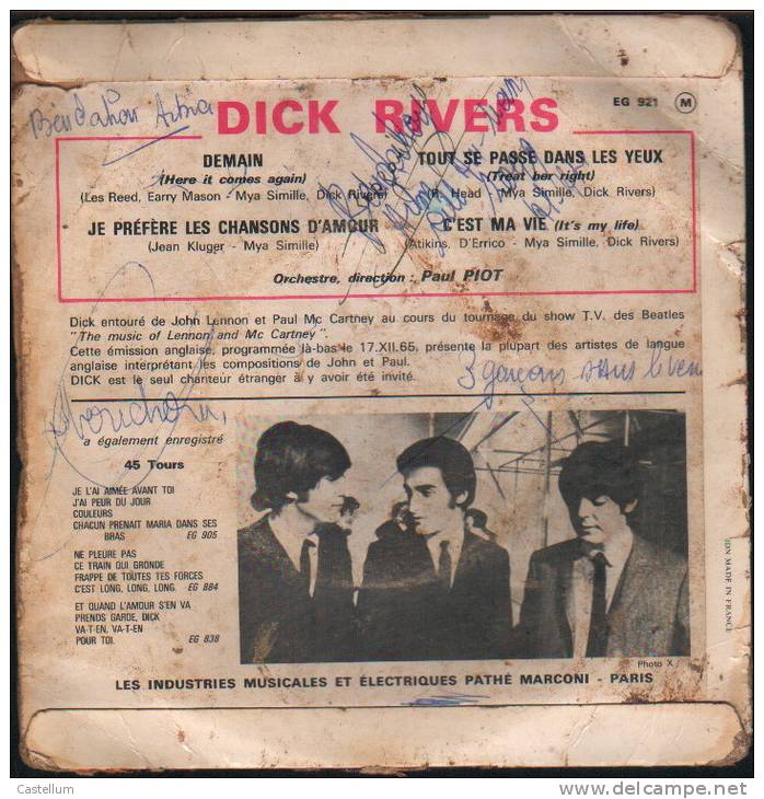 POCHETTE SEULEMENT DICK RIVERS ( Dick Entouré De John Lennon Et  Paul Mc  Cartney - Zubehör & Versandtaschen