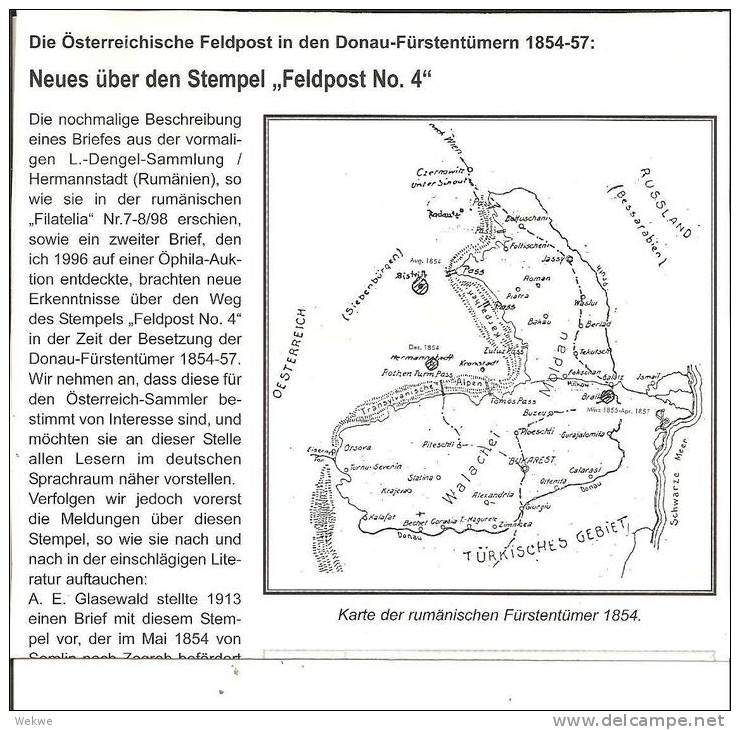 Moldau/ Walachei. Österr. Besetzung 1854-57 (Krimkrieg/Crimean Campagne) Fachartikel Von N. Blistyar - Andere & Zonder Classificatie