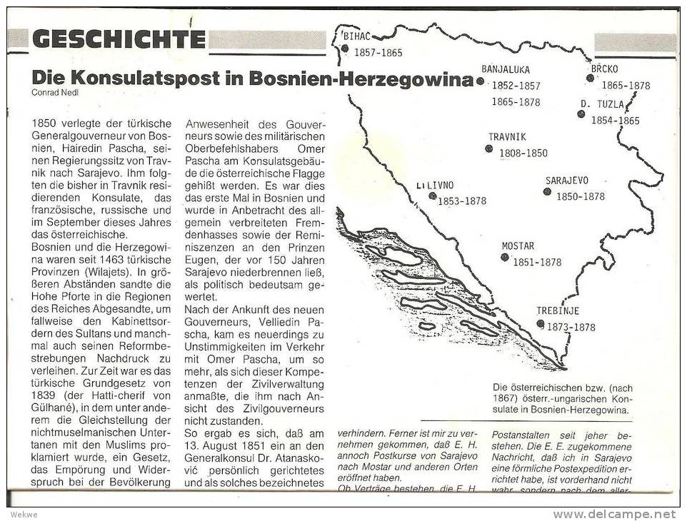 Bosnien/Herzegowina. Interessante  Ausfühliche Informationen  Aus Den Anfängen Der Postgeschichte. Auf 3 Doppelseiten - Altri & Non Classificati