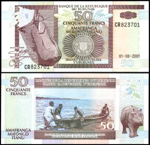 Burundi #36, 50 Francs, 2001, UNC - Burundi