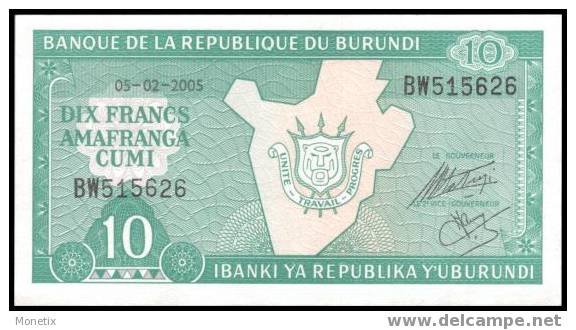 Burundi #33d-2005, 10 Francs, 2005, UNC / NEUF - Burundi