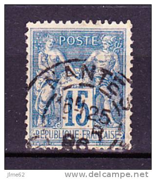 Année 1884-90 - Yvert N° 101 - T II - Etat Oblitéré - Papier Quadrillé - Dentelé 14 X 13 1/2 - 1876-1898 Sage (Type II)
