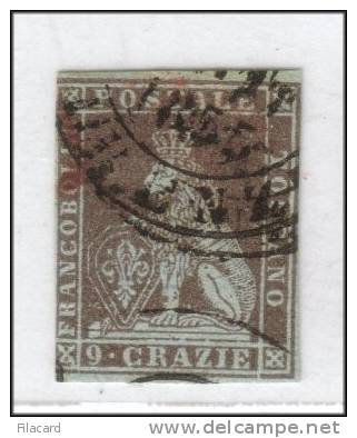 Italia Italy Italien Italie Regno Antichi Stati TOSCANA 1851 Marzocco Coronato 9 Crazie  Used - Toskana