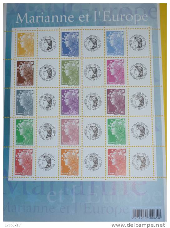 Feuille De 15 TP Marianne De L'Europe De Beaujard - Souvenir Blocks & Sheetlets