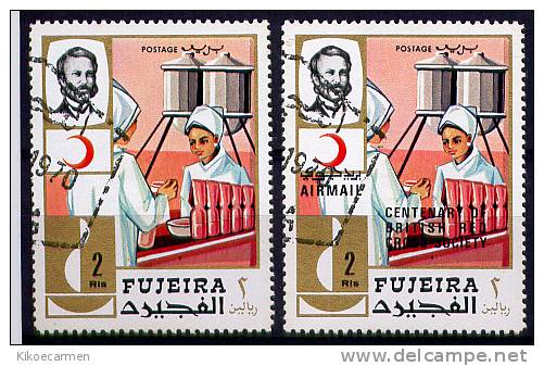 FUJEIRA EAU UAE Used + OVERPRINTED Red Cross Society Medicine Health Doctor Nursing Nurse Rowland Hill - Fujeira