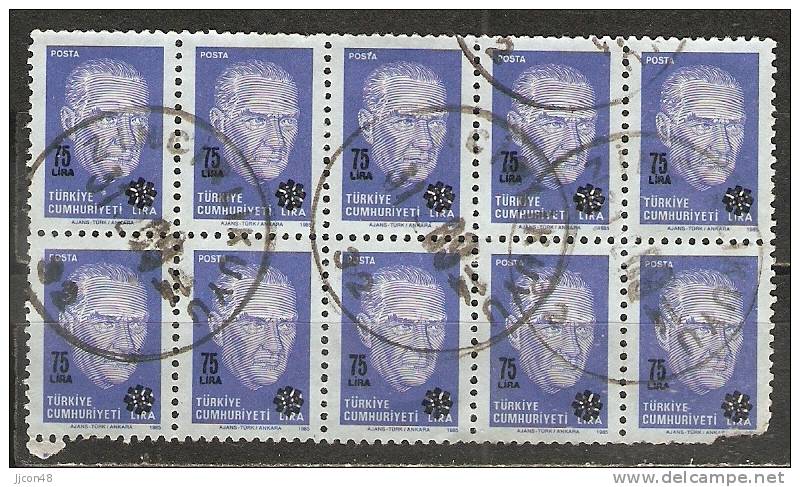 Turkey 1989  Surcharges  75.L On 10.L   (o) Mi.2845 - Used Stamps