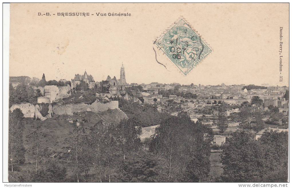 Dép. 79 -  BRESSUIRE - Vue Générale.  Dando-Berry, Loudun N° 571. Voyagée 1905 - Bressuire