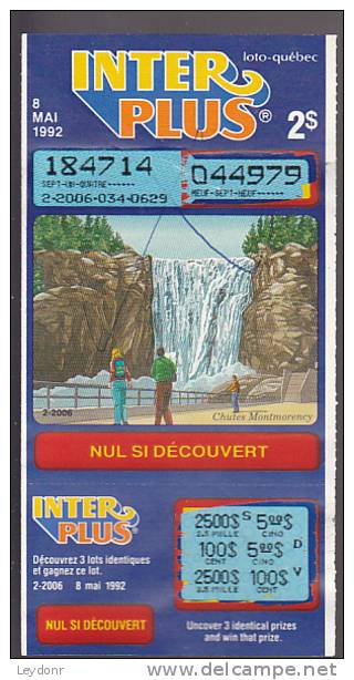 Loto-Quebec - Inter Plus - Lottery Tickets - Billets De Loterie