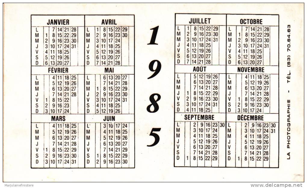 Calendrier 1985. - Other & Unclassified