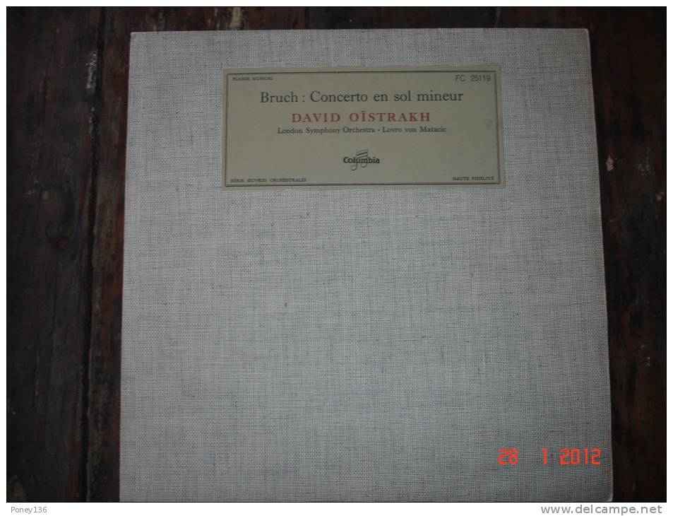 Bruch,concerto En Sol Mineur,pour Violon Et Orchestre ,Violon Oîstrackh. Columbia - Formats Spéciaux