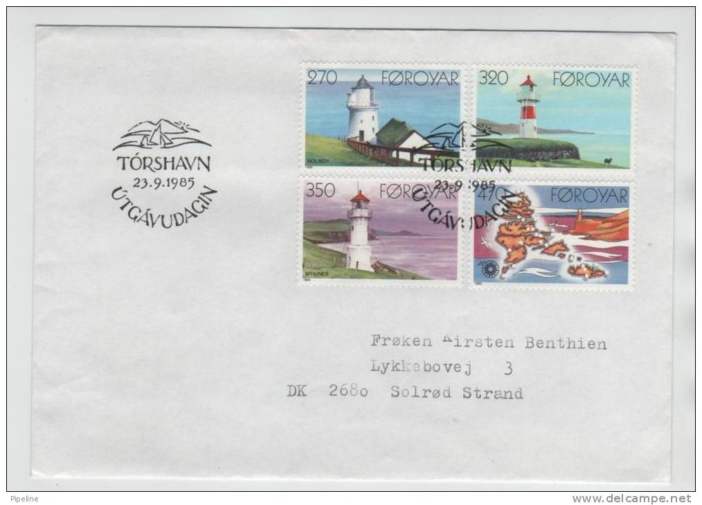 Faroe Islands FDC 23-9-1985 Lighthouses Complete Set Of 4 - Faroe Islands