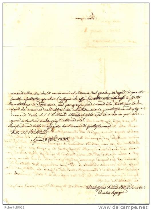 Stato Pontificio 1835 Lettera Da Roma Per Sant´Arcangelo Con Testo - 1. ...-1850 Prefilatelia