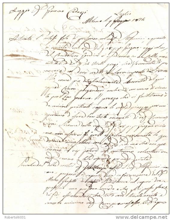 Austria 1814 Lettera Da Milano Per Reggio Emilia (periodo Transitorio Precedente Al Lombardo Veneto) Con Testo - ...-1850 Vorphilatelie