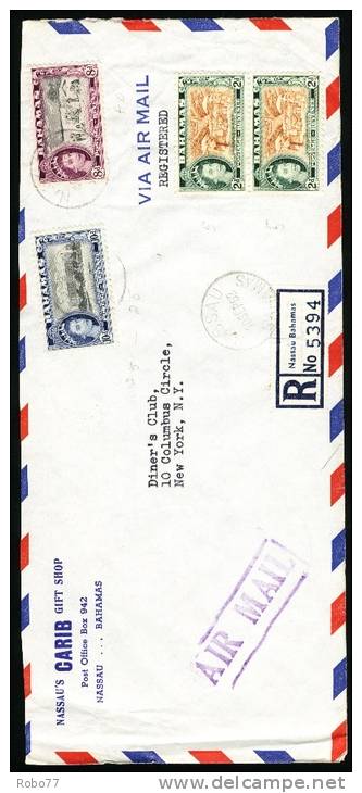 1962 Bahamas. Registered Airmail Letter, Cover Sent To USa. Nassau 10. Sep. 62. Bahamas.  (H187c003) - 1859-1963 Colonie Britannique