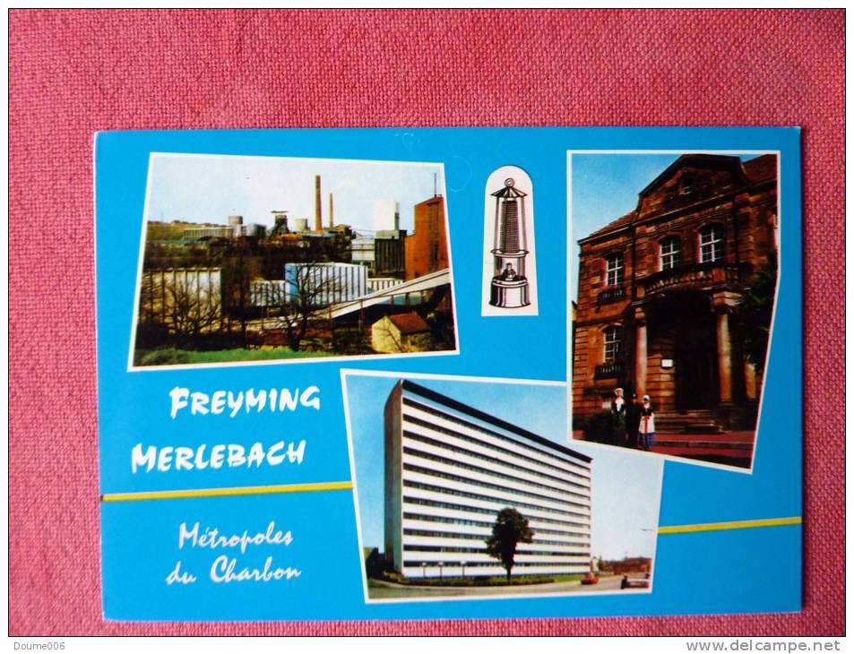 Cpsm /cpm Freyming-merlebach   Puits V, Hotel De Ville De Freyming Et Direction Des H.B.L - Freyming Merlebach